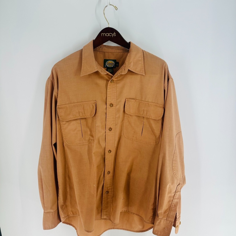 Vintage Cabela's Outfitters‎ Outdoor Gear Hunting Button-Up Shirt Camel Size L